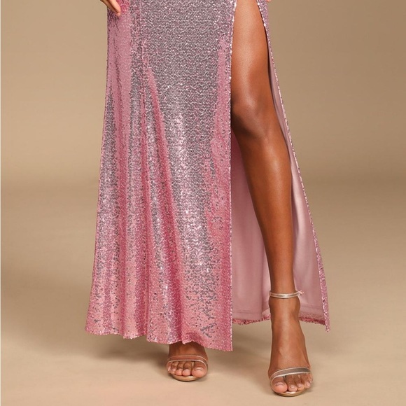 NWOT. Lulus Spotlights Shining Pink Sequin Maxi Skirt Size-XL. - Picture 2 of 13